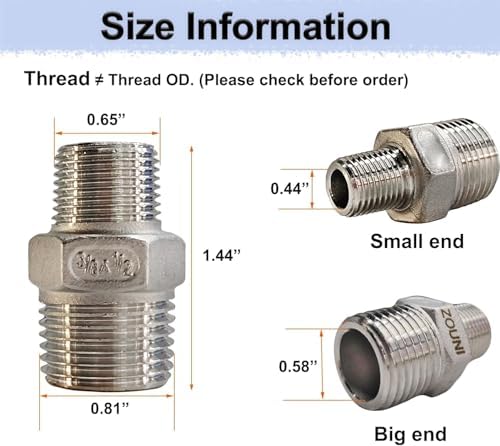 2pcs 1/2" x 3/8" NPT Male Pipe Fitting Reducer Nipple Adapter