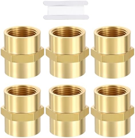 METALLIXITY 6PCS 3/4" FeMale NPT x 3/4" FeMale NPT Thread Brass Coupling