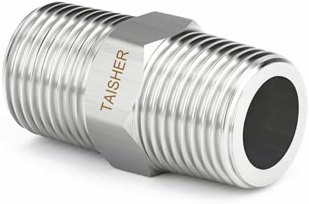 TAISHER 5PCS 304 SS New Hex Nipple,1/2" NPT Male, Pipe Adapter Fitting