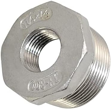 1-1/4" Male NPT to 1/2" Female NPT Female Reducing/Reducer Bushing Pipe Fitting,Adapter,Stainless Steel SS 304 Hex Bushing