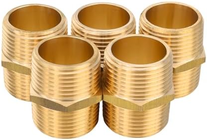 5Pcs EFIELD Hex Nipple 1"x 1"NPT Male Brass Pipe Fitting(NPT015-5)