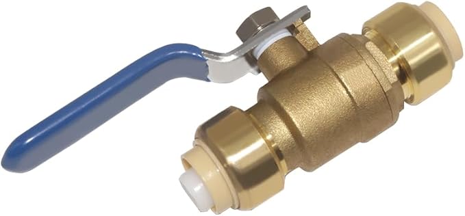 Hooshing 2PCS Ball Valve 1/2 Inch Push-Fit Full Port Brass Shut Off Water Valve Push-to-Connect with Turn Hot (Red) Cold (Blue) Handle Connect PEX, Copper, CPVC Pipe