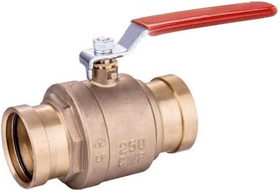 EZ-Fluid Plumbing 2-1/2" Press x Press Ball Valve Heavy Duty LF Brass Full Port Water Stop Shut Off Ball Valve,For Copper Tubing,Quarter Turn,Red Handle (1-Pack)