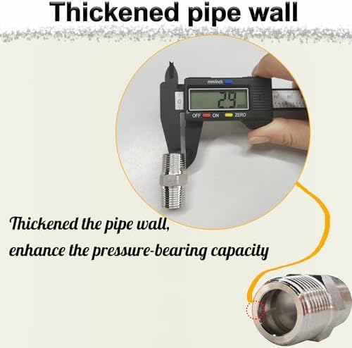 3/8" NPT Male Hex Nipple Pipe Fittings, 304 Stainless Steel 3/8 inch Threaded Pipe Adapter Fittings Equal Nipples Connectors, 4pcs Male Straight Connector Pipe Fitting