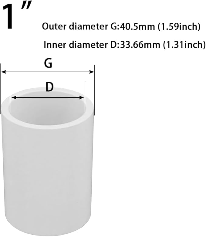 1’’ PVC Coupling 2 Way Pipe Fittings, Furniture Grade Schedule 40 Socket x Socket, Heavy Duty PVC Slip Socket Connectors for Building Furniture Greenhouse Shed (Pack of 10)