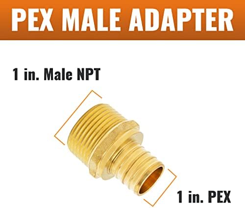 SUNGATOR 6-Pack 1" PEX to 1" NPT Male Adapter Fittings, Brass
