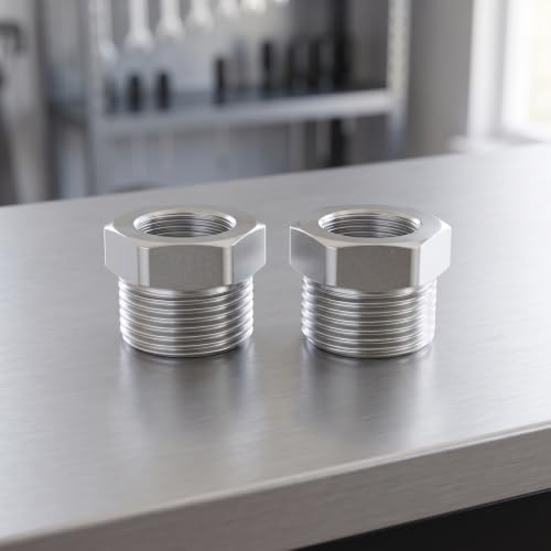 TAISHER 1PCS Forging of 304 Stainless Steel Hex Bushing, 1-1/2" Male NPT to 1-1/4" Female NPT, Reducing Cast Pipe Adapter Fitting