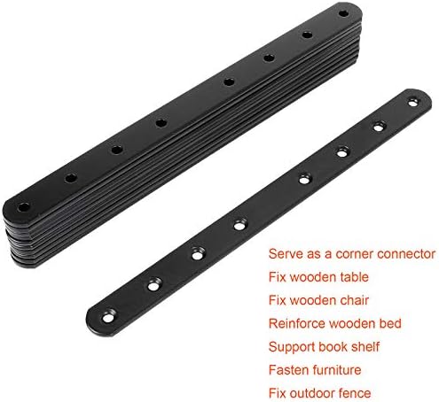 20Pcs 10Inch Mending Plates, Heavy Duty Straight Brackets for Wood Cast Iron Flat Corner Brace , Black Mending Joining Plates Fixing Hardware Brackets Connector for Furniture Repairing Table Shelf