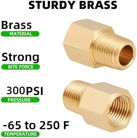 Brass Pipe Fitting,1/8 Inch NPT Male to 1/8 Inch NPT Female Brass Pipe Hose Tube Fitting 1/8'' Male NPT to 1/8'' Reducer Adapter 5pcs (1/8 npt male x 1/8 npt female)