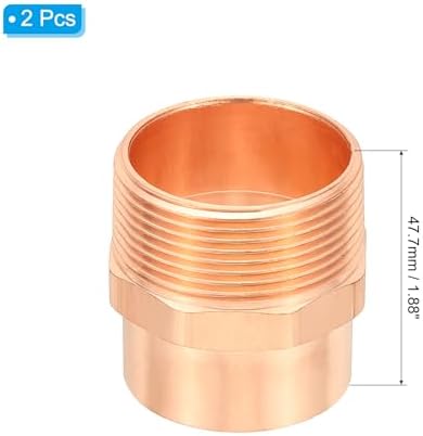 PATIKIL 1-1/2" Male Adapter Fitting with C x m Connections, 2 Pcs Copper Pipe Fittings with Sweat Solder x FNPT Connection Threaded Tubing Connector for Residential, Commercial