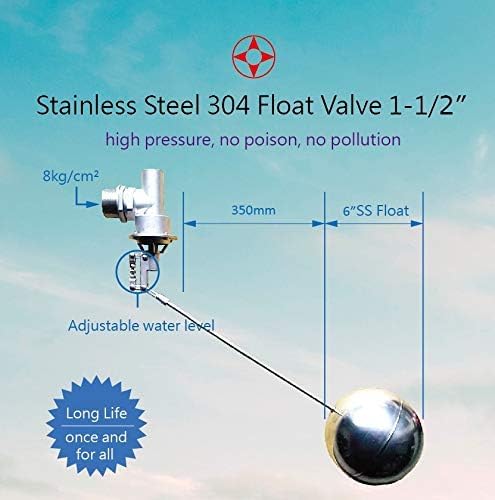 304 Stainless Steel Balanced Float Ball Valve, Tank Mount, 100 Psi (1-1/2")