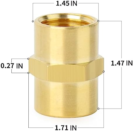 ChillWaves Brass Pipe Fitting, Hex Coupling 1" NPT Female x 1" NPT Female Thread Adapter(3-PACK)