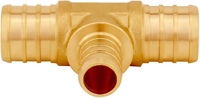 8PCS LF Brass 3/4 to 1/2 to 3/4 Inch PEX Tee Reducer 3 Way Coupling Barb Crimp Pipe Tube Fitting