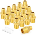 GASHER Brass Reducing Hex Nipples,3/8 Inch NPT Male x 1/4 Inch NPT Male Brass Pipe Adapter Fittings Reducing Nipples Connector（15Pcs）