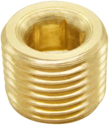 Hooshing 10PCS 1/8" NPT Male Brass Pipe Plug Fitting Internal Hex Thread Socket Pipe Plug Kit