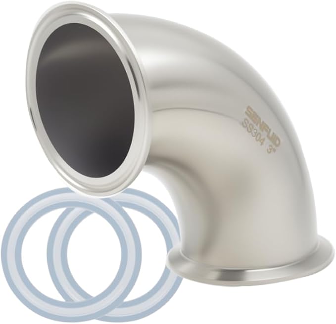 Sanitary Ferrule Elbow 90 Degree 76mm Pipe PD 3" Ferrule Tri Clamp
