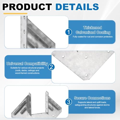 uxcell 10Pcs Joist Hanger, 2"x6" Galvanized Steel, 1.65" Inner Width