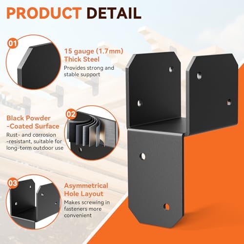8Pcs 2x4 Joist Anchor Connector - Heavy Duty Steel Post Cap Tie Brakcet, 15 Gauge Carbon Steel, Post to Beam Connector Fits 2x4 Lumber(Actual Size 1.5"x3.5")