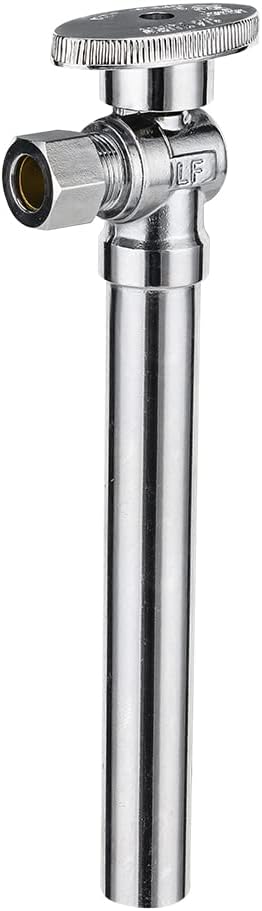 EFIELD 1/4-Turn Angle Stop Valve with 5-inch Sweat Copper Tube Extension, 1/2 inch Sweat x 3/8 inch OD Comp, Chrome Plated,(VALVE145)