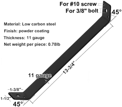 4 Pack 13-3/4" x 1-1/2" 45-Degree Angle Bracket for Post