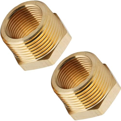 2PCS 1" x 3/4" Brass Reducer Hex Bushing by CX WONDERLAND