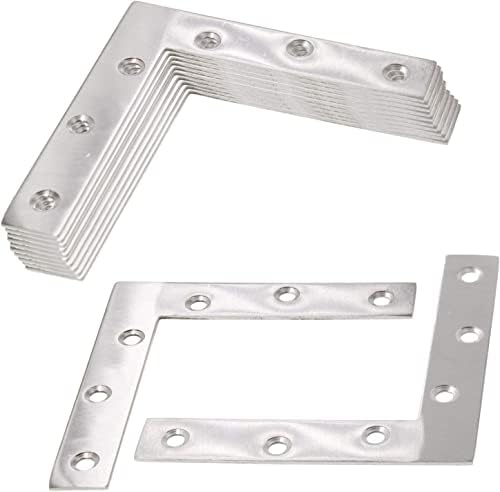 Stainless Steel L Shape Flat Corner Brace Bracket for Wood & Metal, Fixing Joining Support Brace for Shelves, Furniture & Cabinet (150*150/5.9*5.9'')