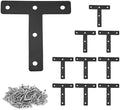 Uenhoy 10 Pcs T Shape Black Flat Brackets 3.15"x3.15" with Screws
