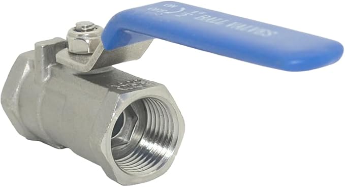 VARMHUS 2PCS 1/2" Stainless Steel 304 Ball Valve 1Pc Type NPT Female Threaded with Heavy Duty Blue Vinyl Insulation Handle,CF8M Ristricted Flow,1000 WOG (2PCS 1/2")