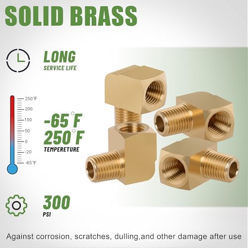 2Pcs Brass Pipe 90 Degree Barstock Street elbow,3/8" x 3/8"
