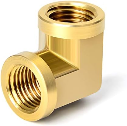 TAISHER 2pcs 90 Degree Barstock Street Elbow, 1/2 Inch NPT Female Pipe to 1/2 Inch NPT Female Brass Pipe Fitting