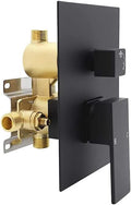2 Way Outlet Function Solid Brass Shower Diverter Valve Mixer Rough-In Shower Handle Valve Kit Replacement in Matte Black