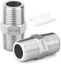 TAISHER 2PCS 304 SS New Hex Nipple,3/4" NPT Male, Pipe Adapter Fitting