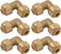 SharkBite 1/4 Inch (3/8 Inch OD) 90 Degree Elbow, Pack of 6, Push to Connect Brass Plumbing Fitting, PEX Pipe, Copper, CPVC, PE-RT, HDPE, U244LF