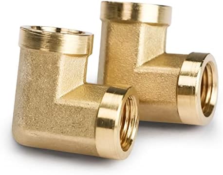 Brass Street Elbow 1/8 in NPT U.S. Solid 90 Degree Barstock Pipe Fitting Female x Female 2pcs