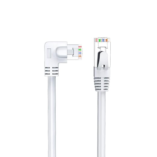 90 Degree Cat6 Ethernet Cable Rightangle White 6FT Right Angle CAT 6 Ethernet Patch Cable Gigabit RJ45 Network Internet Cable for Mac,PC, Router, Modem, Printer, Xbox, PS4, PS3