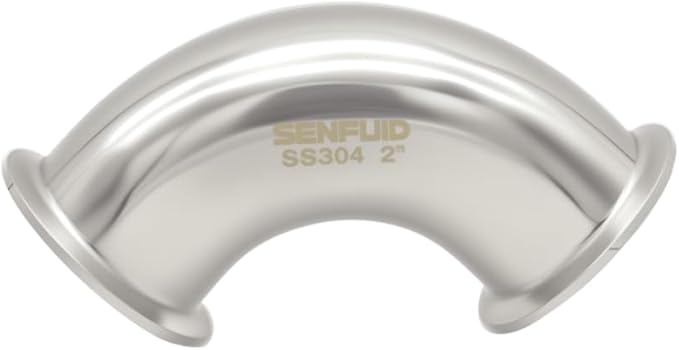 Sanitary Elbow 90 Degree 51mm Pipe OD SS304 Tri Clamp 2" Inch with 2 Silicone Gaskets