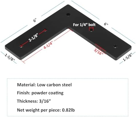 6 Pack Heavy Duty Flat L Corner Brace Bracket, Mending Plate for Wood
