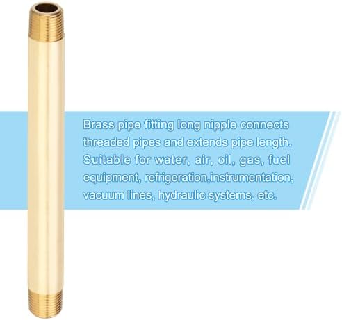 PATIKIL 5Pcs 6" Long 3/8" x 3/8" NPT Male Brass Pipe Fitting Long Nipple, Brass Tone
