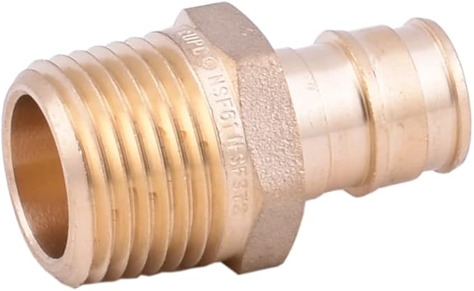 LD Valve-Pex A Fitting 1/2-in Propex X 1/2" MPT Brass Adapter for A Pipe System, F1960 Brass Expansion Transition Fittings PPEX to MPT Adapter (8-Pack)