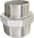 Male Hex Nipple Threaded Reducer Connector Pipe Fitting Adapter,Stainless Steel 304 NPT (2" x 1-1/2")