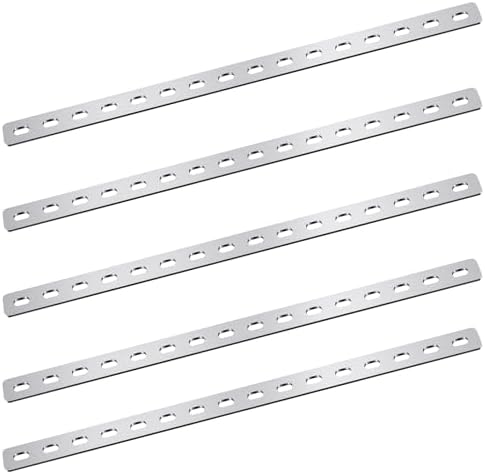 Zonon 5 Pcs 16 Inches Flat Straight Brace Brackets Adjustable 201 Stainless Steel Mending Plate 408mm/16 '' Length 16 Screw Hole Straight Bracket, 2.8 mm Thickness, Slot for 5/16" Screw (Silver)