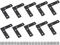 10 PCS Flat L Shape Repair Mending Plate, ULIFESTAR Heavy Duty Corner Bracket Furniture Support Brace Black Joining Bracket Fastener Connector with Mounting Screws (60x60x15mm/2.4x2.4x0.6'')