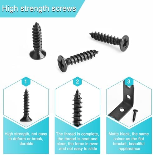 40 Pack L Corner Bracket Black 90 Degree Right Angle Brackets L Shaped Bracket Metal Corner Braces 20mm/ 25mm/30mm/40mm Mending Repair Plate Brace for Furniture, Cabinets, Chairs