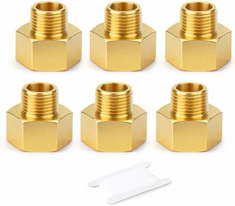 TAISHER 6PCS Brass Pipe Fitting, Reducer Adapter, 1/4" Female x 1/4" Male NPT Pipe