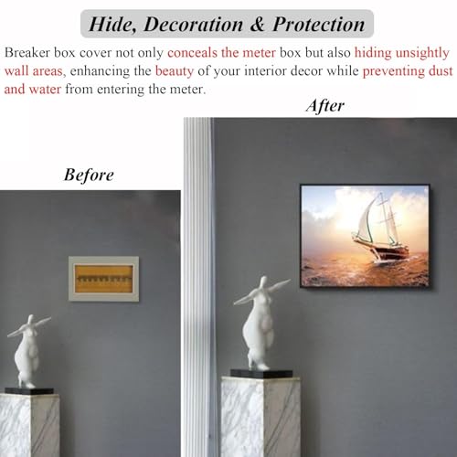 Decorative Wood Electrical Panel Cover for Meter Box, Wall-Mounted Circuit Breaker Protection, Stylish Vertical Lid for Home Decor, Electric Meter Hideaway
