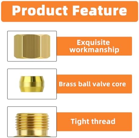 GASHER 20PCS Brass Compression Tube Pipe Fitting Connector, 5/16" Tube OD x 5/16" Tube OD Connector