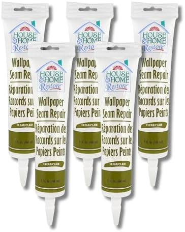 Red Devil 0878 Wallpaper Adhesive, House & Home Restore Premium Wall Paper Seam Repair Glue/Paste, Pack of 5, 5 oz.