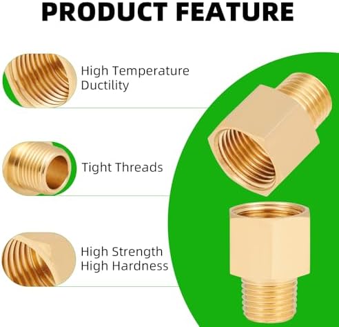 Brass Pipe Fitting,1/4 Inch NPT Male to 3/8 Inch NPT Female Brass Pipe Hose Tube Fitting 1/4'' Male NPT to 3/8'' Female NPT Reducer Adapter 5pcs (1/4 npt male x 3/8 npt female)