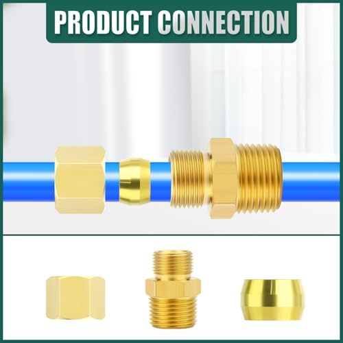 5PCS Brass Compression Tube Fitting, 1/2" OD x 1/2" NPT Male