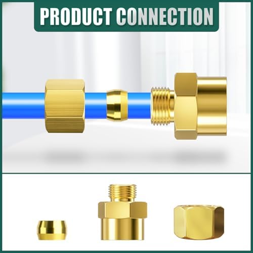 10PCS Brass Compression Tube Fitting, 5/16" OD x 3/8" NPT Female